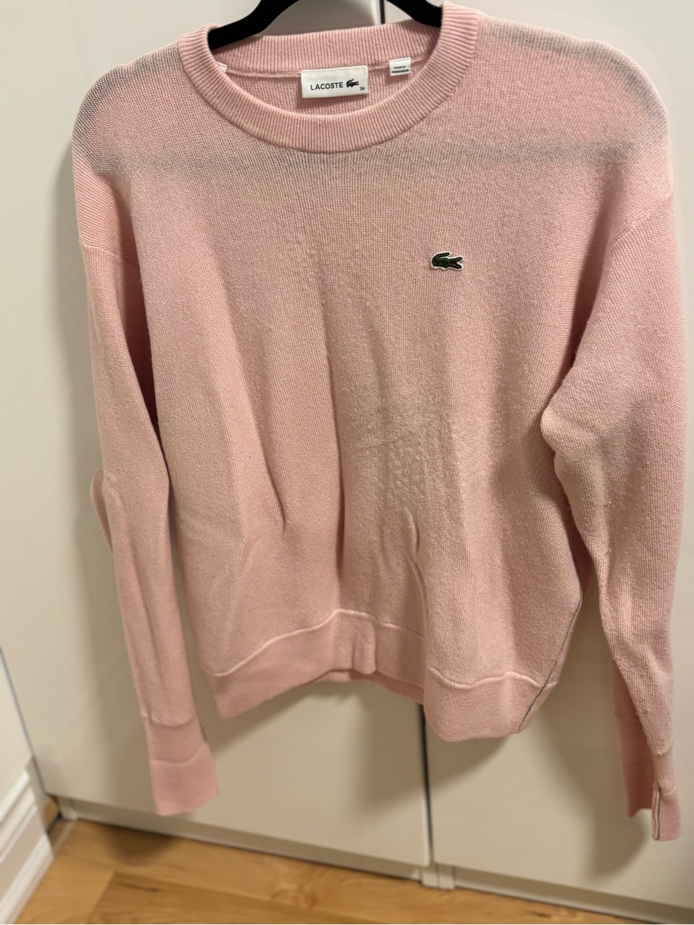 Lacoste Light Pink Crewneck Sweater with Crocodile Logo